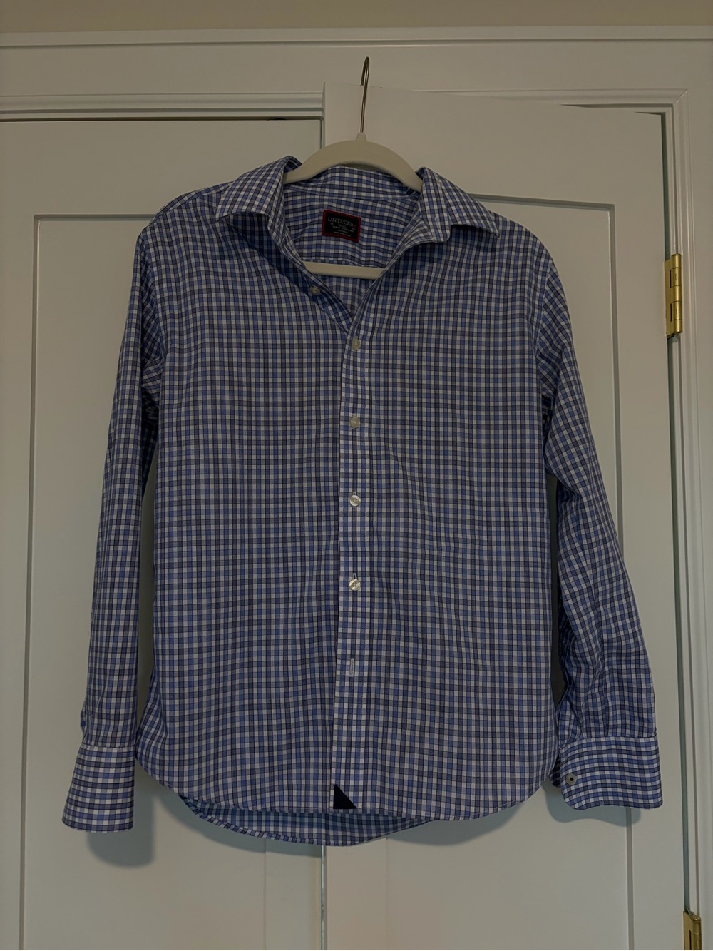 UNTUCKit Mens Blue Check Cotton Button-Down Shirt | size S
